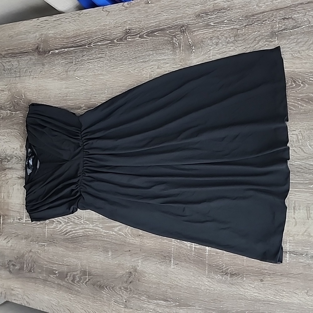 NEW! Norma Kamali Jersey Knit Grecian Draped V-Neck Dress Black - Picture 3 of 8